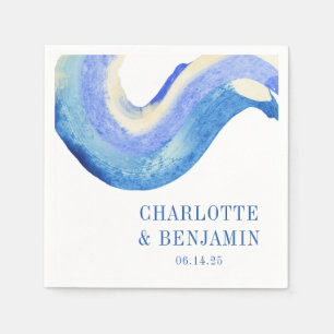Moderne Abstrakte Blue Watercolor Custom Wedding Serviette