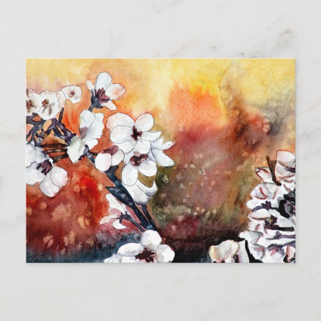 moderne abstrakte Blume asiatische orientalische M Postkarte (Vorderseite)