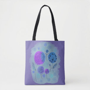 Moderne Abstrakte Blume Kunst Lila Tasche