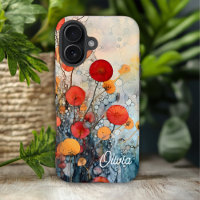 Moderne Abstrakte Blume Personalisiert Name