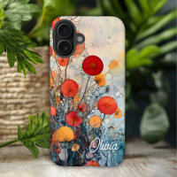 Moderne Abstrakte Blume Personalisiert Name