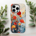 Moderne Abstrakte Blume Personalisiert Name iPhone 16 Pro Hülle<br><div class="desc">Moderne Abstrakte Blume Personalisiert Name iPhone 16 Pro Hüllen bietet moderne abstrakte Blume in Rot,  Orange und Gelb mit Ihrem personalisierten Namen in modernen Kalligraphieskripttypografie. Perfekt als Geschenk für sie zu Weihnachten,  Geburtstag,  Feiertagen und mehr. Designed by ©2024 Evco Studio www.zazzle.com/store/evcostudio</div>
