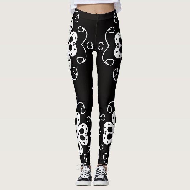 moderne abstrakte Blumen Leggings (Vorderseite)