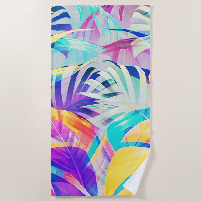 Moderne Abstrakte Blumenfarbe Strandtuch (Vorderseite)