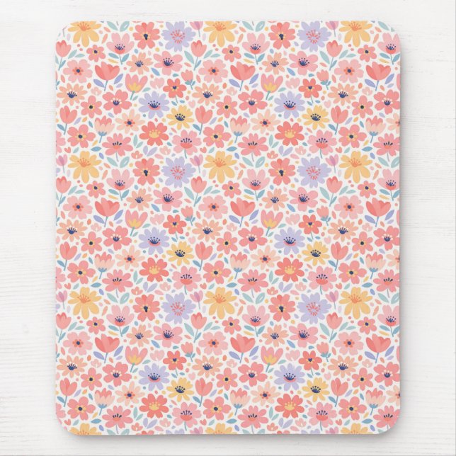 Moderne abstrakte Blumengestaltung Mousepad (Vorne)