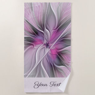 Moderne abstrakte Blumenkunst in Pink und Grau Nam Strandtuch