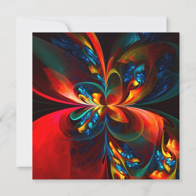 Moderne Abstrakte Blumenkunst Orange Blaues Muster (Vorderseite)