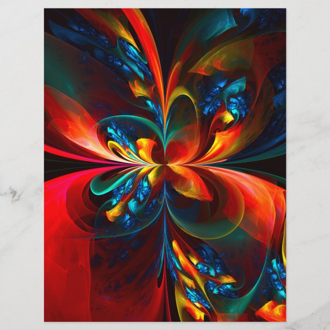Moderne Abstrakte Blumenkunst Orange Blaues Muster (Vorderseite)