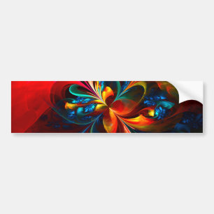 Moderne Abstrakte Blumenkunst Orange Blaues Muster Autoaufkleber