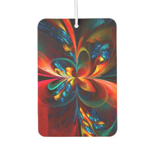 Moderne Abstrakte Blumenkunst Orange Blaues Muster Autolufterfrischer