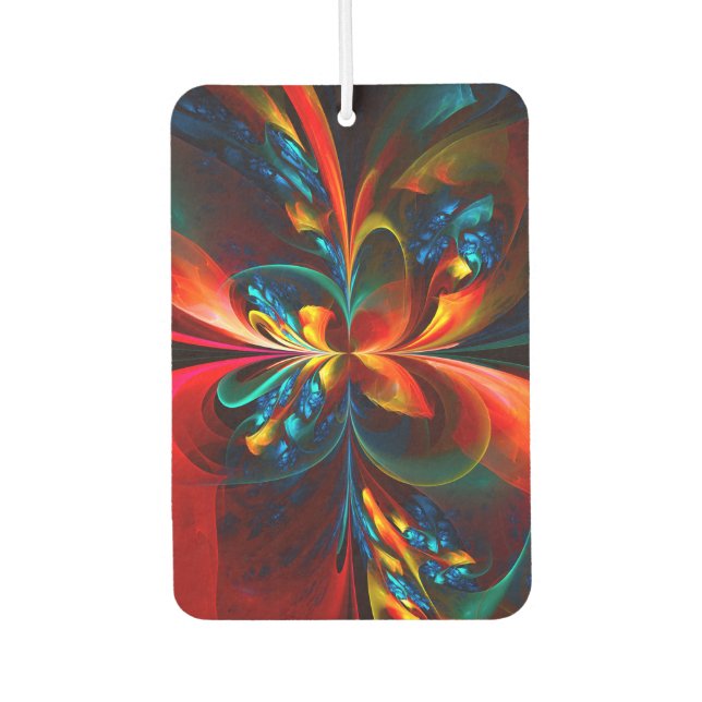 Moderne Abstrakte Blumenkunst Orange Blaues Muster Autolufterfrischer (Vorderseite)