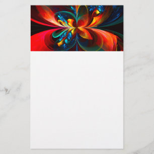 Moderne Abstrakte Blumenkunst Orange Blaues Muster Briefpapier