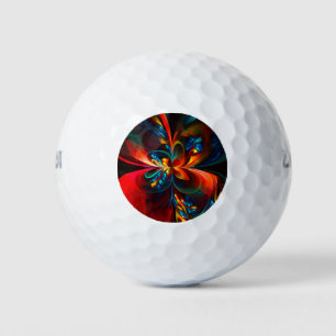 Moderne Abstrakte Blumenkunst Orange Blaues Muster Golfball