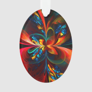 Moderne Abstrakte Blumenkunst Orange Blaues Muster Ornament
