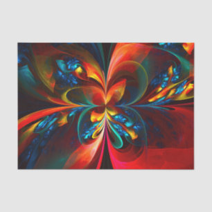 Moderne Abstrakte Blumenkunst Orange Blaues Muster Seidenpapier