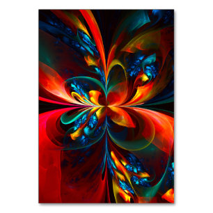 Moderne Abstrakte Blumenkunst Orange Blaues Muster Tischnummer
