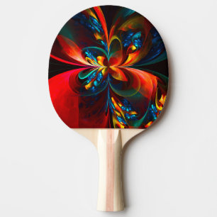 Moderne Abstrakte Blumenkunst Orange Blaues Muster Tischtennis Schläger