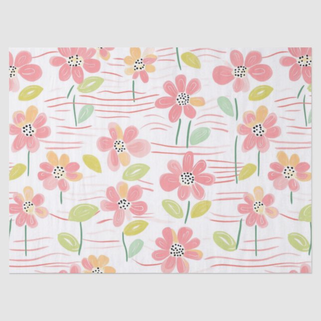 Moderne abstrakte Blumenlinienmuster (3) Seidenpapier (Vorderseite)