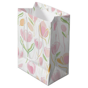Moderne abstrakte Blumenlinienmuster (5) Mittlere Geschenktüte