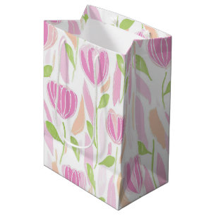 Moderne abstrakte Blumenlinienstruktur (1) Mittlere Geschenktüte