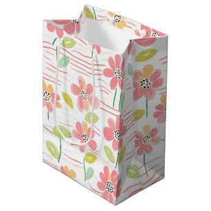 Moderne abstrakte Blumenlinienstruktur (3) Mittlere Geschenktüte