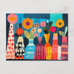Moderne abstrakte Blumenvase Postkarte