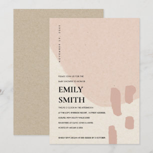 MODERNE ABSTRAKTE BLUSH PINK BABY SHOWITE EINLADEN DANKESKARTE