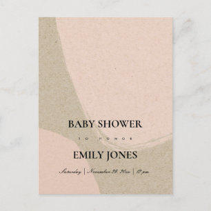 MODERNE ABSTRAKTE BLUSH PINK KRAFT BABY DUSCHE EINLADUNGSPOSTKARTE