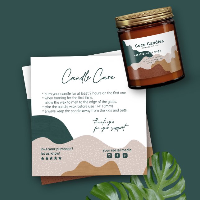 Moderne Abstrakte Boho Candle Care Card (Von Creator hochgeladen)