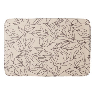Moderne abstrakte Boho Line Art Blätter Muster Badematte