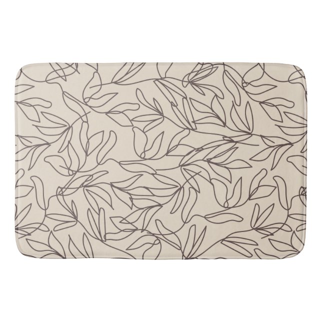 Moderne abstrakte Boho Line Art Blätter Muster Badematte (Vorderseite)