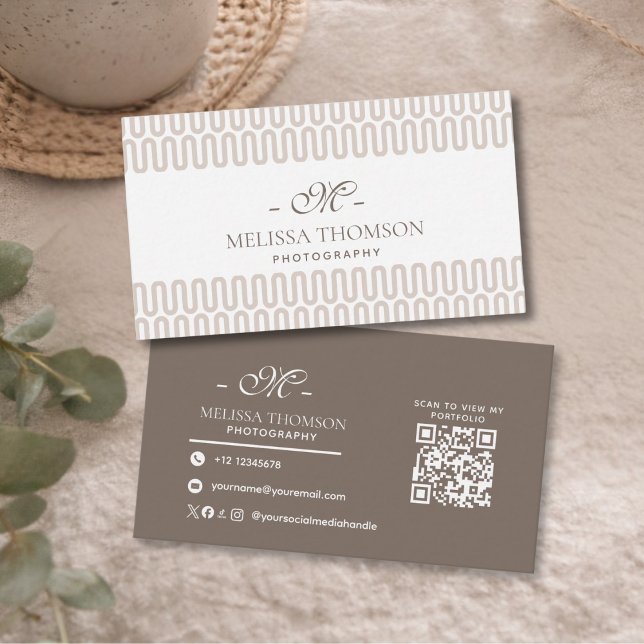 Moderne Abstrakte Boho Neutrale Beige Professionel Visitenkarte (Von Creator hochgeladen)