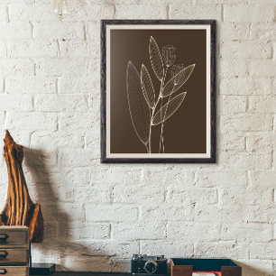 Moderne, Abstrakte Boho Pflanze Art Deco Braun Poster