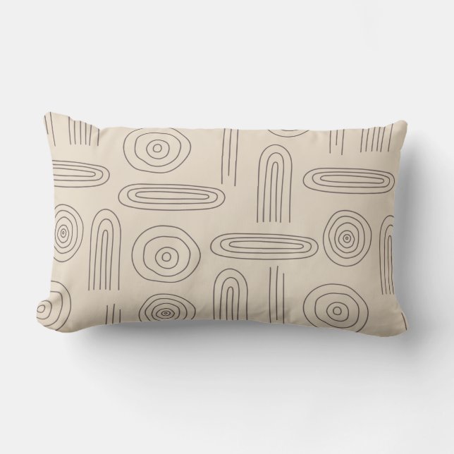 Moderne abstrakte Boho Regenbogenlinie Kunst dunke Lendenkissen (Vorderseite)