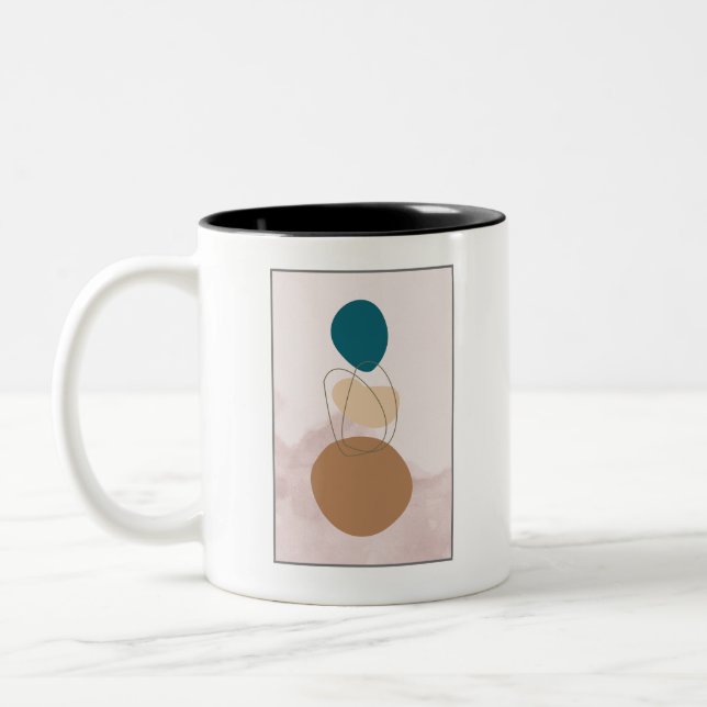 Moderne Abstrakte Boho-Tasse - Minimalistischer ne Zweifarbige Tasse (Links)