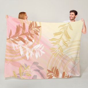 Moderne abstrakte botanische Herbstblätter Fleecedecke