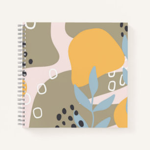 Moderne abstrakte botanische Kunst in Orange und B Notizbuch