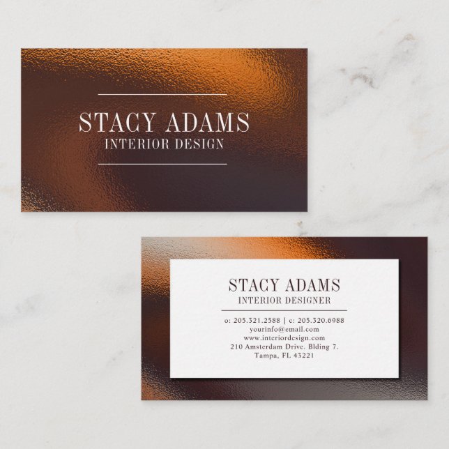 Moderne Abstrakte Bronzefolien Visitenkarte (Vorne/Hinten)