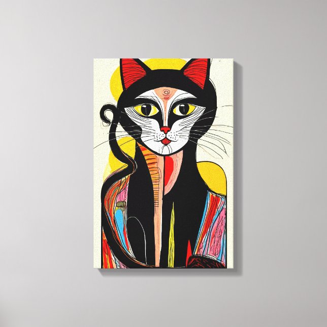 Moderne Abstrakte Cat Art für stilvolle Räume Leinwanddruck (Vorderseite)