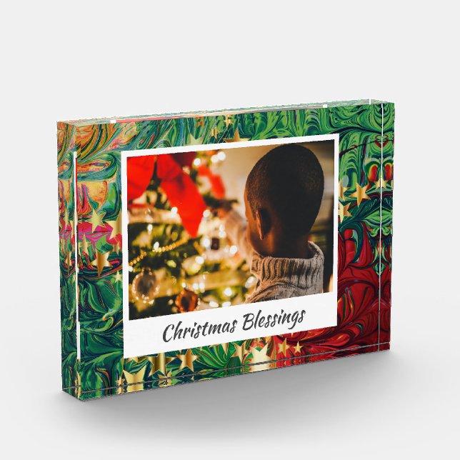 Moderne Abstrakte CHRISTMAS STARS Foto Keepake (Links)