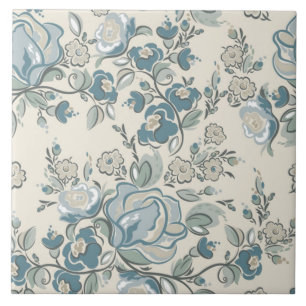 Moderne, Abstrakte Creme Blauer Keramik Tile Fliese