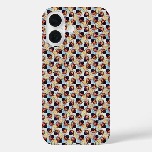 Moderne abstrakte digitale Musterdesign 1245 iPhone 16 Hülle (Rückseite)