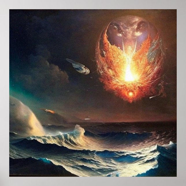 Moderne, Abstrakte Digitalleuchten Poster (Vorne)