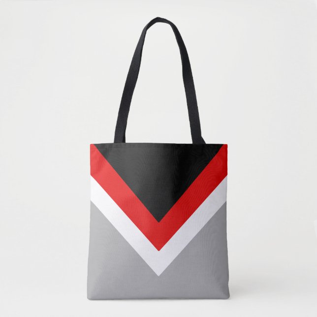 Moderne Abstrakte Dreiecke aus Schwarz, Rot, Weiß  Tasche (Vorderseite)