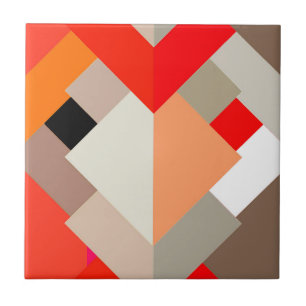 Moderne Abstrakte Dreiecke, Orange, Fuchsia & Grau Fliese