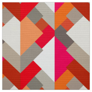 Moderne abstrakte Dreiecke, Orange, Fuchsia und Gr Stoff
