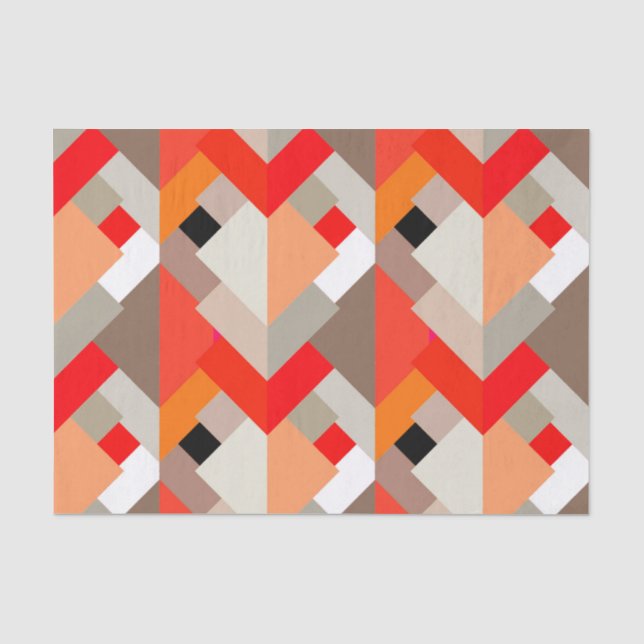 Moderne Abstrakte Dreiecke, orange, rot und grau Seidenpapier (Vorderseite)