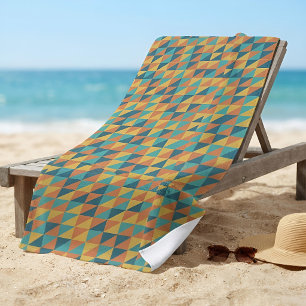 Moderne abstrakte Dreiecksmuster Navy & Gelb Strandtuch