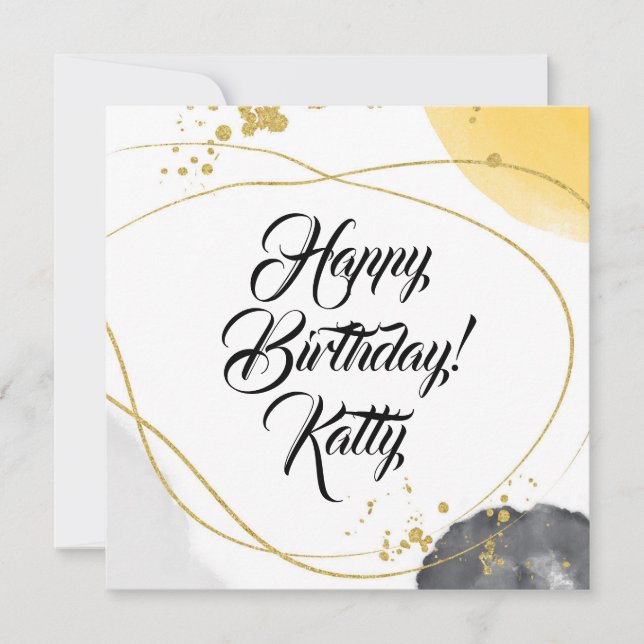 Moderne Abstrakte, einfache Script-Happy-Geburtsta (Vorderseite)