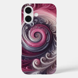 Moderne abstrakte einfache wirbelnde rosa und viol iPhone 16 hülle